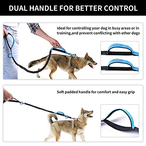 SZELAM Correa Perro, Correa Perro Manos Libres Elástica con Bolsillo, Cinturón Ajustable, Correa para Correr o Caminar con el Perro,Amortiguador Reflectante con 2 Asas (1 silbateador Adicional) SZELAM Correa Perro, Correa Perro Manos Libres Elástica con Bolsillo, Cinturón Ajustable, Correa para Correr o Caminar con el Perro,Amortiguador Reflectante con 2 Asas (1 silbateador Adicional)