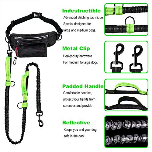 SZELAM Manos Libres para Perros para Correr con una Bolsa de cinturón de Cintura Multifuncional Ajustable, Correa de Perro Reflectante con Dos manijas para Entrenar Perros (1 silbateador Adicional) SZELAM Manos Libres para Perros para Correr con una Bolsa de cinturón de Cintura Multifuncional Ajustable, Correa de Perro Reflectante con Dos manijas para Entrenar Perros (1 silbateador Adicional)