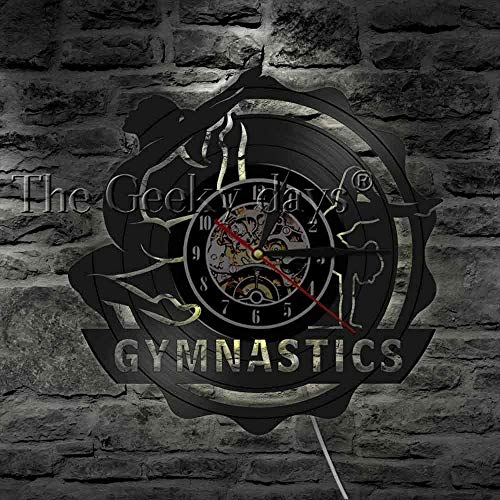 szhao Reloj de Pared de Vinilo con Escritura en inglés Gymnastic Girl Rip CD Disco de Vinilo