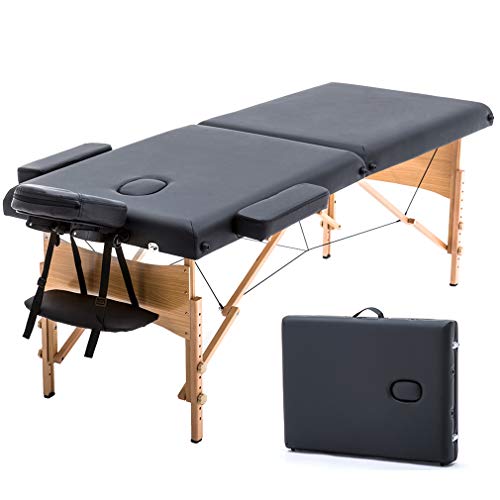 T-LoVendo TLV-MT15B Camilla masaje plegable de madera mesa cama banco 2 zonas acolchada negro T-LoVendo TLV-MT15B Camilla masaje plegable de madera mesa cama banco 2 zonas acolchada negro