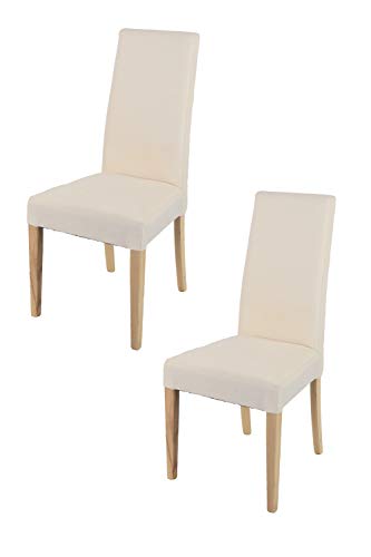 t m c s Tommychairs - Set 2 sillas Chiara para Cocina, Comedor, Bar y Restaurante, solida Estructura en Madera de Haya Color Natural y Asiento tapizado en Tejido Color Marfil