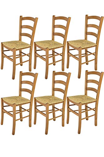 t m c s Tommychairs - Set 6 sillas Venice para Cocina y Comedor, Estructura en Madera de Haya Color Roble y Asiento en Paja t m c s Tommychairs - Set 6 sillas Venice para Cocina y Comedor, Estructura en Madera de Haya Color Roble y Asiento en Paja