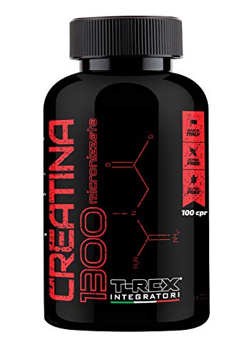 T-Rex Integratori, CREATINE 1300mg Monohidrato Micronizada. 100 Tabletas. Suplemento Deportivos de Creatina para Musculacion