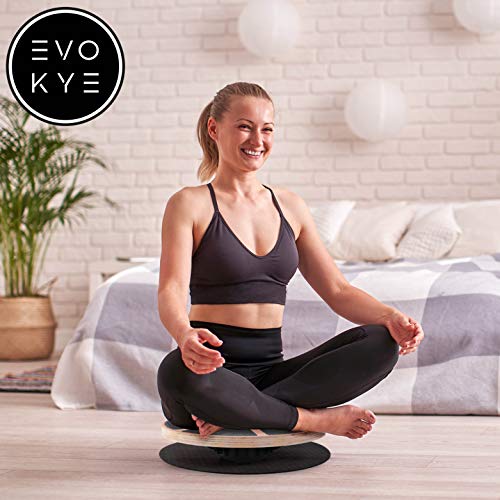 Tabla de equilibrio EVO KYE (redonda) con base antideslizante – Dispositivo de equilibrio de madera estable de alta calidad – Dispositivo deportivo óptimo para el hogar