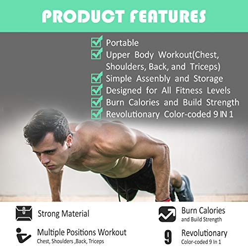 Tabla de Flexiones, 9 en 1 Push Up Board, Ejercicio Soportes para Flexiones en Casa Multifuncional, Entrenamiento de la Fuerza para Hombres y Mujeres Tabla de Flexiones, 9 en 1 Push Up Board, Ejercicio Soportes para Flexiones en Casa Multifuncional, Entrenamiento de la Fuerza para Hombres y Mujeres