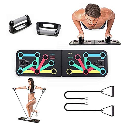 Tabla de Flexiones Ancocs Tabla de entrenamiento 13 en 1 para entrenamiento de fuerza en casa, con mango para flexiones, plegable multifuncional Push Up Rack Board System