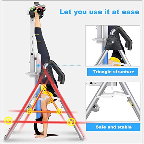 Table De Inversión Plegable Tabla De Gravedad Invertida Equipo De Parada De Manos Puede Soportar 242 Libras Tratar El Dolor De Espalda Banco De Estiramiento ( Color : Blue+Gray , Size : 60*120*180cm )