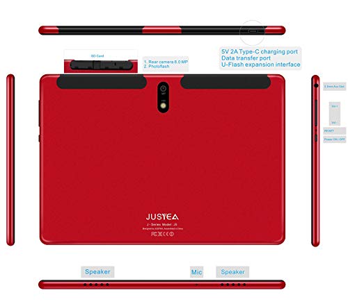 Tablet 10 Pulgadas Android 10.0 Tableta Ultra-Portátiles - RAM 4GB | 64GB Expandible (Certificación Google GMS) -JUSYEA - Batería de 8000mAh - WiFi —Ratón | Teclado y Otros - Rojo Tablet 10 Pulgadas Android 10.0 Tableta Ultra-Portátiles - RAM 4GB | 64GB Expandible (Certificación Google GMS) -JUSYEA - Batería de 8000mAh - WiFi —Ratón | Teclado y Otros - Rojo