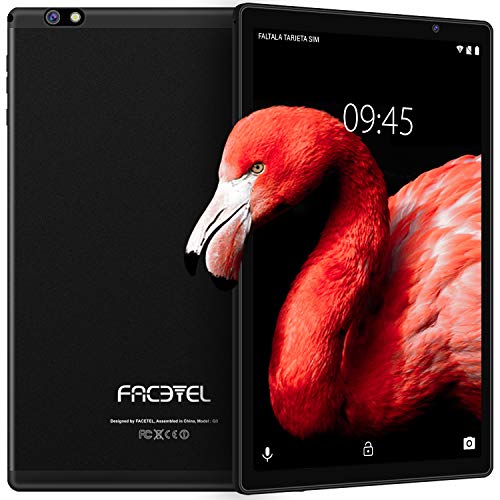 Tablet 10 Pulgadas FACETEL Q3 Android 10.0 4GB de RAM y 64 GB de ROM,5MP 8MP Cámara Tablet PC,Certificación Google GMS - Octa Core | 8000mAh | WiFi | GPS | Bluetooth | Type-C-Negro