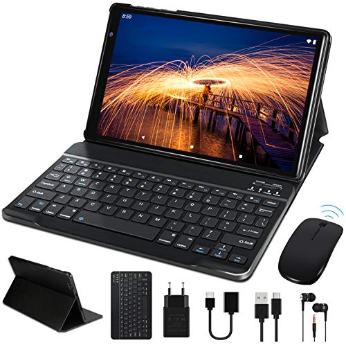 Tablet 10 Pulgadas FACETEL Q3 Android 10.0 4GB de RAM y 64 GB de ROM,5MP 8MP Cámara Tablet PC,Certificación Google GMS - Octa Core | 8000mAh | WiFi | GPS | Bluetooth | Type-C-Negro