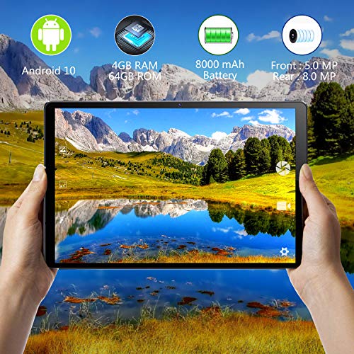 Tablet 10 Pulgadas Full HD Android 10.0 Tablet GOODTEL G3 Quad-Core, 4GB de RAM, 64GB de Memoria Interna, Escalable 128GB Dual Cámara 8000mAh Batería Bluetooth WiFi GPS, Type-C,Teclado,ratón - Gris