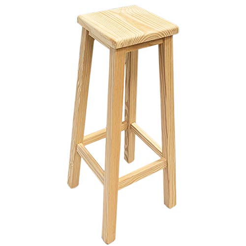 Taburete Alto de Barra Bar Cocina de Madera Pino Maciza Cuadrada 79 cm Taburete Alto de Barra Bar Cocina de Madera Pino Maciza Cuadrada 79 cm