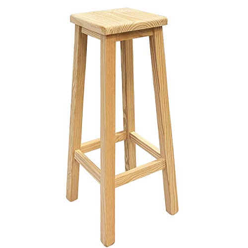 Taburete Alto de Barra Bar Cocina de Madera Pino Maciza Cuadrada 79 cm Taburete Alto de Barra Bar Cocina de Madera Pino Maciza Cuadrada 79 cm