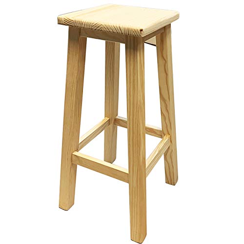 Taburete Alto de Barra Bar Cocina de Madera Pino Maciza Cuadrada 79 cm Taburete Alto de Barra Bar Cocina de Madera Pino Maciza Cuadrada 79 cm