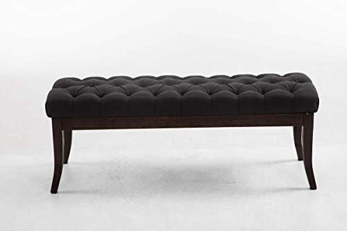 Taburete Pie De Cama Ramses En Tela | Banqueta Altura De Asiento: 46 cm | Banco De Entrada con Base En Madera Oscura Antigua I Color:, Color:Gris Oscuro, Tamaño:120 cm