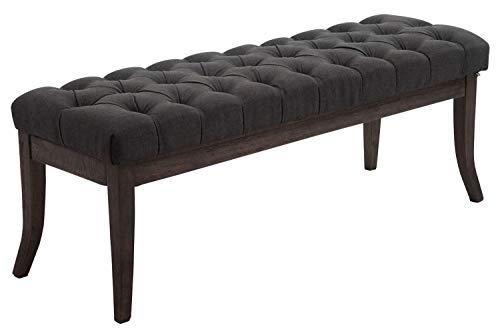 Taburete Pie De Cama Ramses En Tela | Banqueta Altura De Asiento: 46 cm | Banco De Entrada con Base En Madera Oscura Antigua I Color:, Color:Gris Oscuro, Tamaño:120 cm