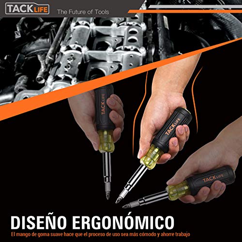 TACKLIFE 16 en 1 Destornillador multipuntas con 16 Puntas Intercambiables, Eje Hueco, Mango de Diseño Ergonómico, CR-V - HSS3B