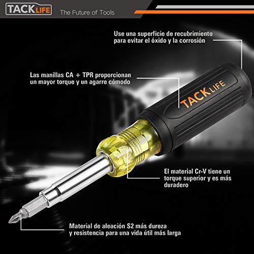 TACKLIFE 16 en 1 Destornillador multipuntas con 16 Puntas Intercambiables, Eje Hueco, Mango de Diseño Ergonómico, CR-V - HSS3B TACKLIFE 16 en 1 Destornillador multipuntas con 16 Puntas Intercambiables, Eje Hueco, Mango de Diseño Ergonómico, CR-V - HSS3B