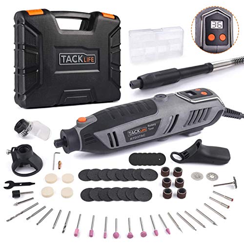 TACKLIFE Amoladora Eléctrica, Herramienta Multifuncionl 200W con Pantalla LCD, Herramienta Rotativa de Alta Velocidad de 40,000 RPM, Ideal para Trabajos de Bricolaje, RTD37AC TACKLIFE Amoladora Eléctrica, Herramienta Multifuncionl 200W con Pantalla LCD, Herramienta Rotativa de Alta Velocidad de 40,000 RPM, Ideal para Trabajos de Bricolaje, RTD37AC