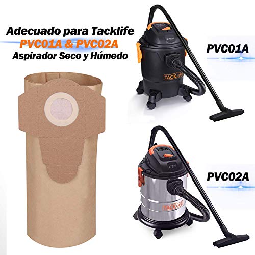 TACKLIFE Bolsas para Aspiradoras, Adecuado para PVC01A y PVC02A, 5 Unidades, Mayor Durabilidad-PVC00Z