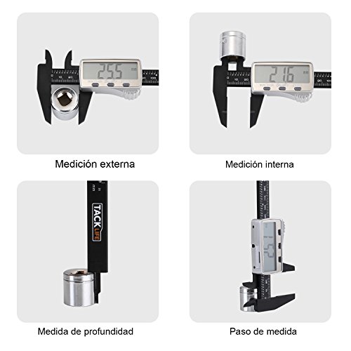 TACKLIFE-DC01-Calibre Digital de 0-150mm/ Pie de Rey Calibrador Micrómetro de pantalla LCD conversión métrica Vernier Digital Calibre diámetro interior, exterior, la profundidad y escalera TACKLIFE-DC01-Calibre Digital de 0-150mm/ Pie de Rey Calibrador Micrómetro de pantalla LCD conversión métrica Vernier Digital Calibre diámetro interior, exterior, la profundidad y escalera