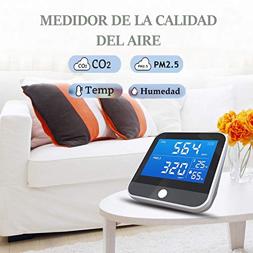 Tackly Medidor de co2 ambiente - detector co2 con medidor calidad de aire interior - higrometro digital medidor de humedad y termómetro digital para casa - medidor co2 ndir