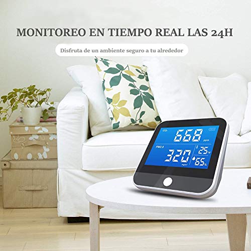 Tackly Medidor de co2 ambiente - detector co2 con medidor calidad de aire interior - higrometro digital medidor de humedad y termómetro digital para casa - medidor co2 ndir