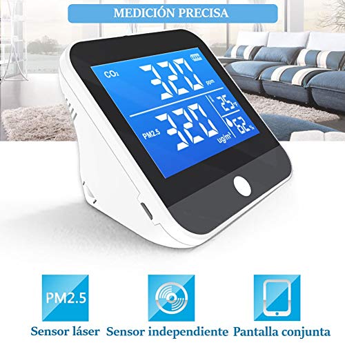 Tackly Medidor de co2 ambiente - detector co2 con medidor calidad de aire interior - higrometro digital medidor de humedad y termómetro digital para casa - medidor co2 ndir