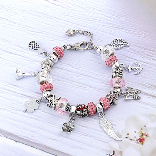 Tacobear 56piezas Hacer Pulseras para Niñas Kit Artesanía DIY Joyería Kit Creacion de Pulseras Cadena de Serpiente Plateada Creación Regalos Manualidades Joyería Kit para Niñas (Rosado) Tacobear 56piezas Hacer Pulseras para Niñas Kit Artesanía DIY Joyería Kit Creacion de Pulseras Cadena de Serpiente Plateada Creación Regalos Manualidades Joyería Kit para Niñas (Rosado)