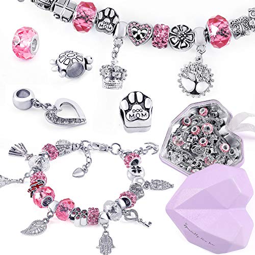 Tacobear 56piezas Hacer Pulseras para Niñas Kit Artesanía DIY Joyería Kit Creacion de Pulseras Cadena de Serpiente Plateada Creación Regalos Manualidades Joyería Kit para Niñas (Rosado) Tacobear 56piezas Hacer Pulseras para Niñas Kit Artesanía DIY Joyería Kit Creacion de Pulseras Cadena de Serpiente Plateada Creación Regalos Manualidades Joyería Kit para Niñas (Rosado)