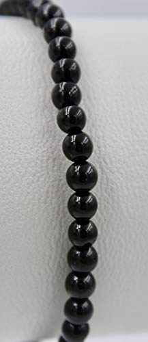 Taddart Minerals – Pulsera negra de la piedra preciosa natural turmalina Schörl con bolas de 4 mm en hilo de nailon elástico – hecha a mano Taddart Minerals – Pulsera negra de la piedra preciosa natural turmalina Schörl con bolas de 4 mm en hilo de nailon elástico – hecha a mano