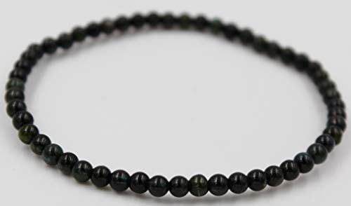 Taddart Minerals – Pulsera negra de la piedra preciosa natural turmalina Schörl con bolas de 4 mm en hilo de nailon elástico – hecha a mano Taddart Minerals – Pulsera negra de la piedra preciosa natural turmalina Schörl con bolas de 4 mm en hilo de nailon elástico – hecha a mano