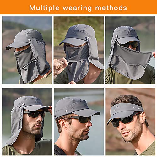 TAGVO Sombrero de Sol con Cubierta de Cuello Desmontable, Protección UPF 50+ Sombreros y Gorras de Pescador Transpirables, Plegable Secado Rápido Sombreros de Acampada y Marcha para Hombres Mujeres TAGVO Sombrero de Sol con Cubierta de Cuello Desmontable, Protección UPF 50+ Sombreros y Gorras de Pescador Transpirables, Plegable Secado Rápido Sombreros de Acampada y Marcha para Hombres Mujeres