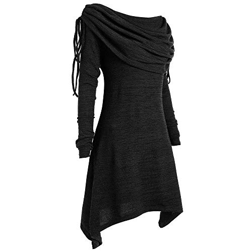 Talla Extra Sudadera Sin Capucha Mujer Largo Blusas Camiseta de Manga Larga Cuello Redondo Suelto Túnica Casual Basic Pull-Over Tops Color Sólido Túnica de Cuello Plegable riou Talla Extra Sudadera Sin Capucha Mujer Largo Blusas Camiseta de Manga Larga Cuello Redondo Suelto Túnica Casual Basic Pull-Over Tops Color Sólido Túnica de Cuello Plegable riou