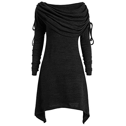Talla Extra Sudadera Sin Capucha Mujer Largo Blusas Camiseta de Manga Larga Cuello Redondo Suelto Túnica Casual Basic Pull-Over Tops Color Sólido Túnica de Cuello Plegable riou Talla Extra Sudadera Sin Capucha Mujer Largo Blusas Camiseta de Manga Larga Cuello Redondo Suelto Túnica Casual Basic Pull-Over Tops Color Sólido Túnica de Cuello Plegable riou