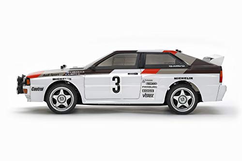TAMIYA 58667 58667-1:10 RC Audi Quattro Rally A2 (TT-02), Coche teledirigido, maqueta, Kit de construcción, Hobby, Montaje, Color Blanco