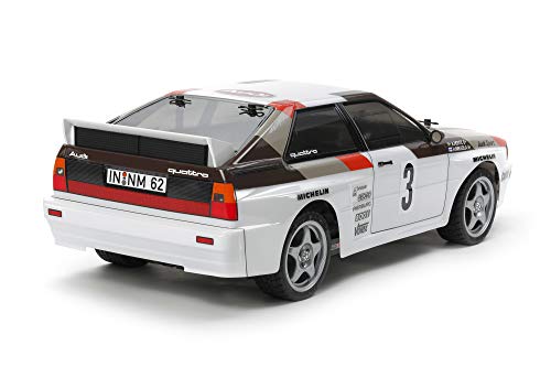 TAMIYA 58667 58667-1:10 RC Audi Quattro Rally A2 (TT-02), Coche teledirigido, maqueta, Kit de construcción, Hobby, Montaje, Color Blanco