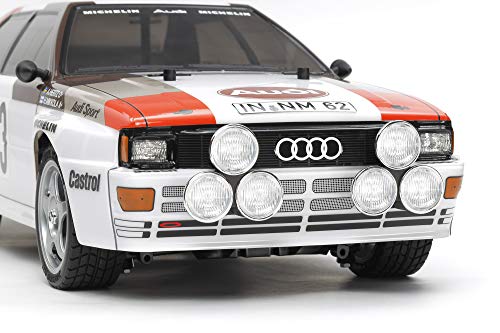 TAMIYA 58667 58667-1:10 RC Audi Quattro Rally A2 (TT-02), Coche teledirigido, maqueta, Kit de construcción, Hobby, Montaje, Color Blanco