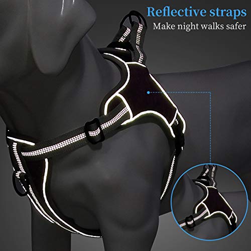 TAMOWA Arnés Perro Ajustable, Arnés Perro Grande Mediano Pequeño Cómodo Transpirable y con Lineas Reflectantes, Arnés para Perro para Caminar Entrenamiento (Azul, XL)