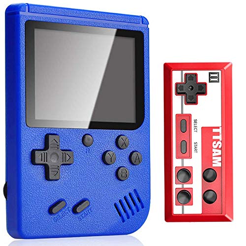 Tanouve Consola Retro, Videoconsolas Consola de Juegos Portátil con 400 Juegos Clásicos Pantalla LCD 3 Pulgadas Soporte Conectar TV 2 Jugadores para Hombres Amigos en Navidad-Azul