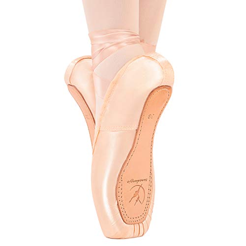 tanzdunsje Zapatillas de Ballet de Punta Zapatillas de Danza Profesionales Rosadas con Cinta Cosida y Almohadillas de Silicona para niñas y Mujeres