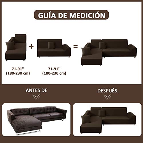 TAOCOCO Funda para sofá en Forma de L Funda elástica elástica 2 Juegos para 3 Asientos + 3 Asientos, con Funda de cojín de 2 Piezas (Marrón) TAOCOCO Funda para sofá en Forma de L Funda elástica elástica 2 Juegos para 3 Asientos + 3 Asientos, con Funda de cojín de 2 Piezas (Marrón)