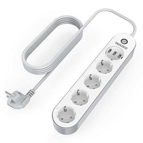 TAOCOCO Regleta inteligente, Smart Power Strip con 4 zócalos y 3 USB, Admite control por voz/Control remoto/Temporizador para la aplicación/Compatible con Alexa Google Home e IFTTT Multiplex Smart TAOCOCO Regleta inteligente, Smart Power Strip con 4 zócalos y 3 USB, Admite control por voz/Control remoto/Temporizador para la aplicación/Compatible con Alexa Google Home e IFTTT Multiplex Smart