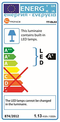 TaoTronics Lámpara Escritorio Usb LED,Flexo de Escritorio (4 Modos, 5 Niveles de Brillo, USB 5v/1A para cargar, Temporizador de 60min) para Leer, Estudiar, Cuidado de ojos, Color Blanco