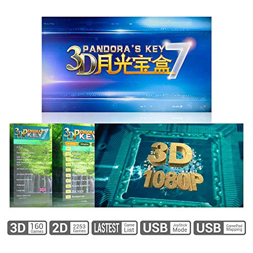 TAPDRA Consola de Juegos Retro Arcade 3D Pandora Key 7 2670 Retro HD Games (Juegos 3D 160 en uno incluidos) HD 1280x720 Soporte multijugador Agregar más Juegos Salida de Audio HDMI/VGA/USB/3,5mm