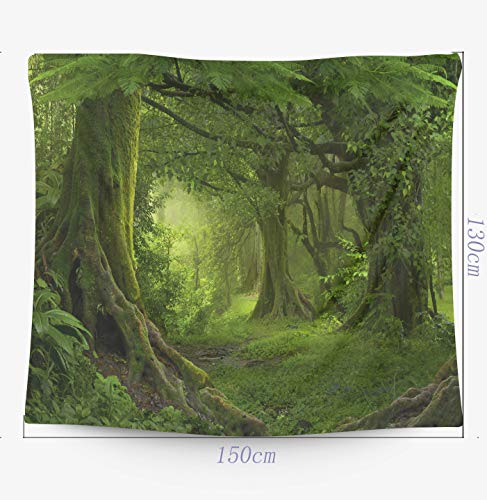 Tapiz Pared Tapices de Pared Tapestry Psicodélico Decoracion Bosque Natural con Felpa Corta Tela Suave Pareos Playa Grandes Para Salón Dormitorio Alfombra Yoga Picnic Decoración de Pared Bohemio