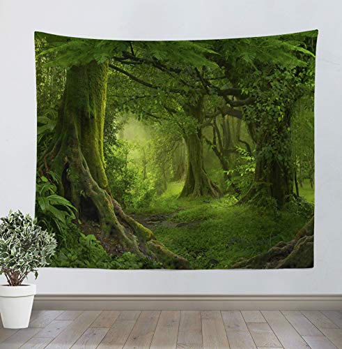 Tapiz Pared Tapices de Pared Tapestry Psicodélico Decoracion Bosque Natural con Felpa Corta Tela Suave Pareos Playa Grandes Para Salón Dormitorio Alfombra Yoga Picnic Decoración de Pared Bohemio