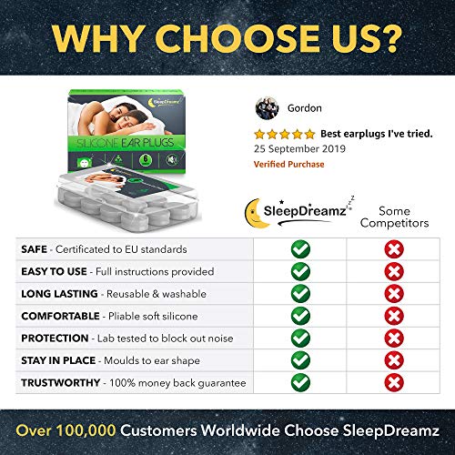 Tapones oidos dormir SleepDreamz® (6 pares) - Tapones oidos ruido, diseñados para proteger contra de los ronquidos y otros sonidos fuertes, para que pueda dormir mejor!