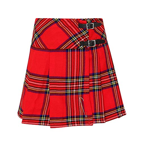 Tartanista - Kilt/Minifalda Escocesa con Correas - 41,9 (16,5") - Royal Stewart - Rojo - EU56 UK28