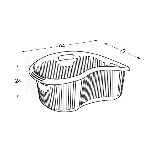 Tatay 1100501 Cesta Ergonómica para la colada 30 litros de capacidad plástico polipropileno, Blanco, 63 x 41,4 x 23,2 cm